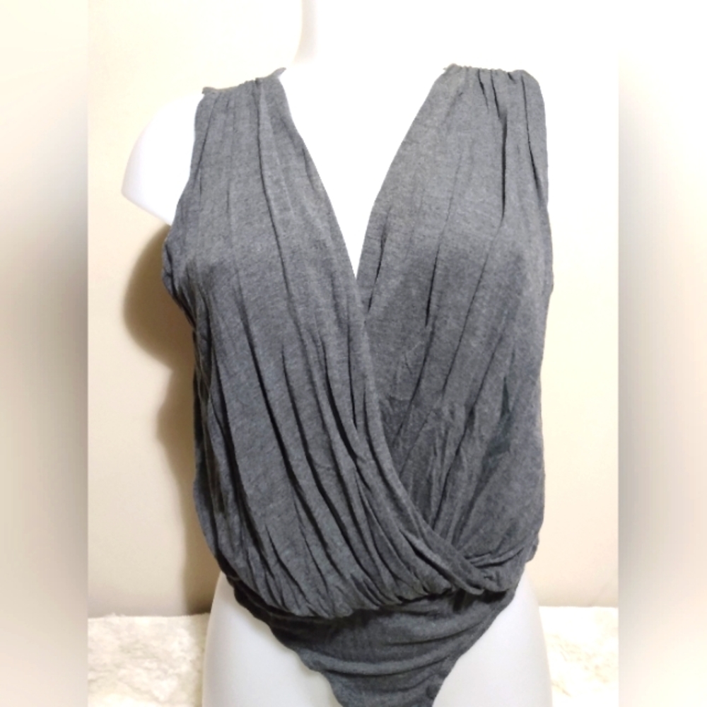 Cbrand woman's size small grey bodysuit